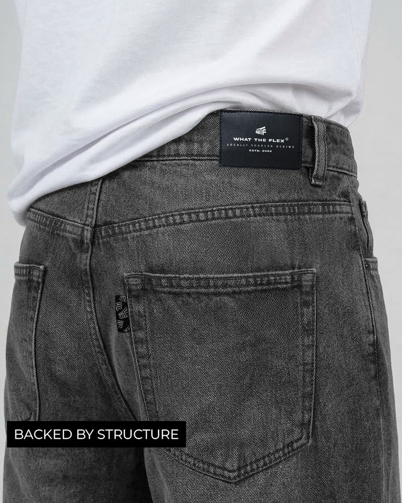 Black Rugged Baggy Jeans For Women.