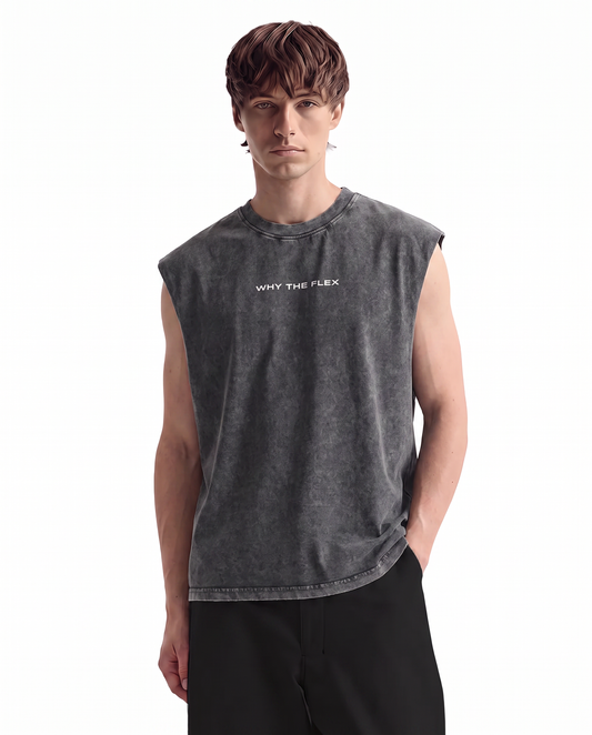 Everything Black Acid Wash Boxy Vest