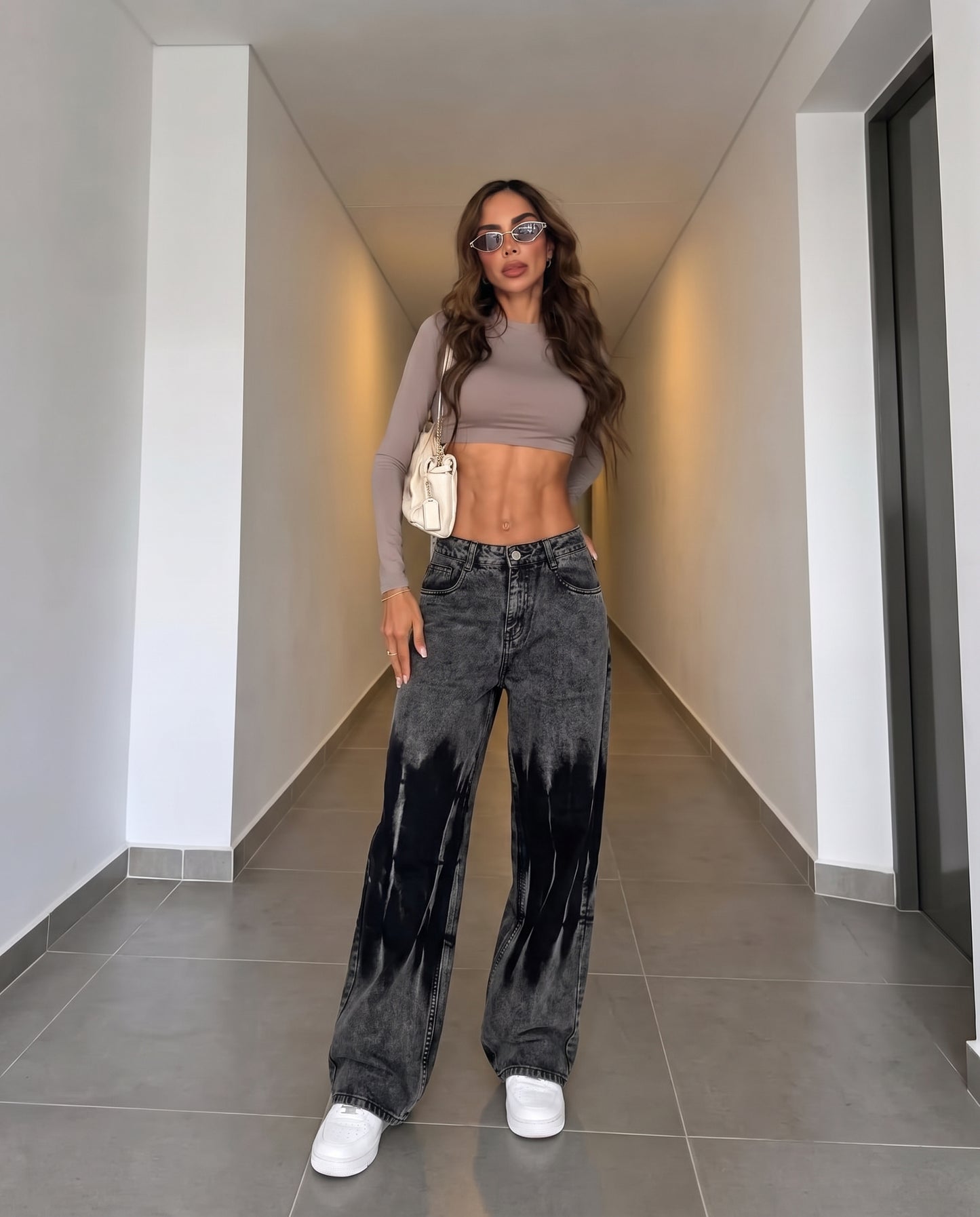 Nightmare Grey Baggy Jeans For Women.