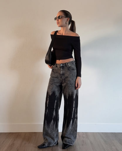 Nightmare Grey Baggy Jeans For Women.