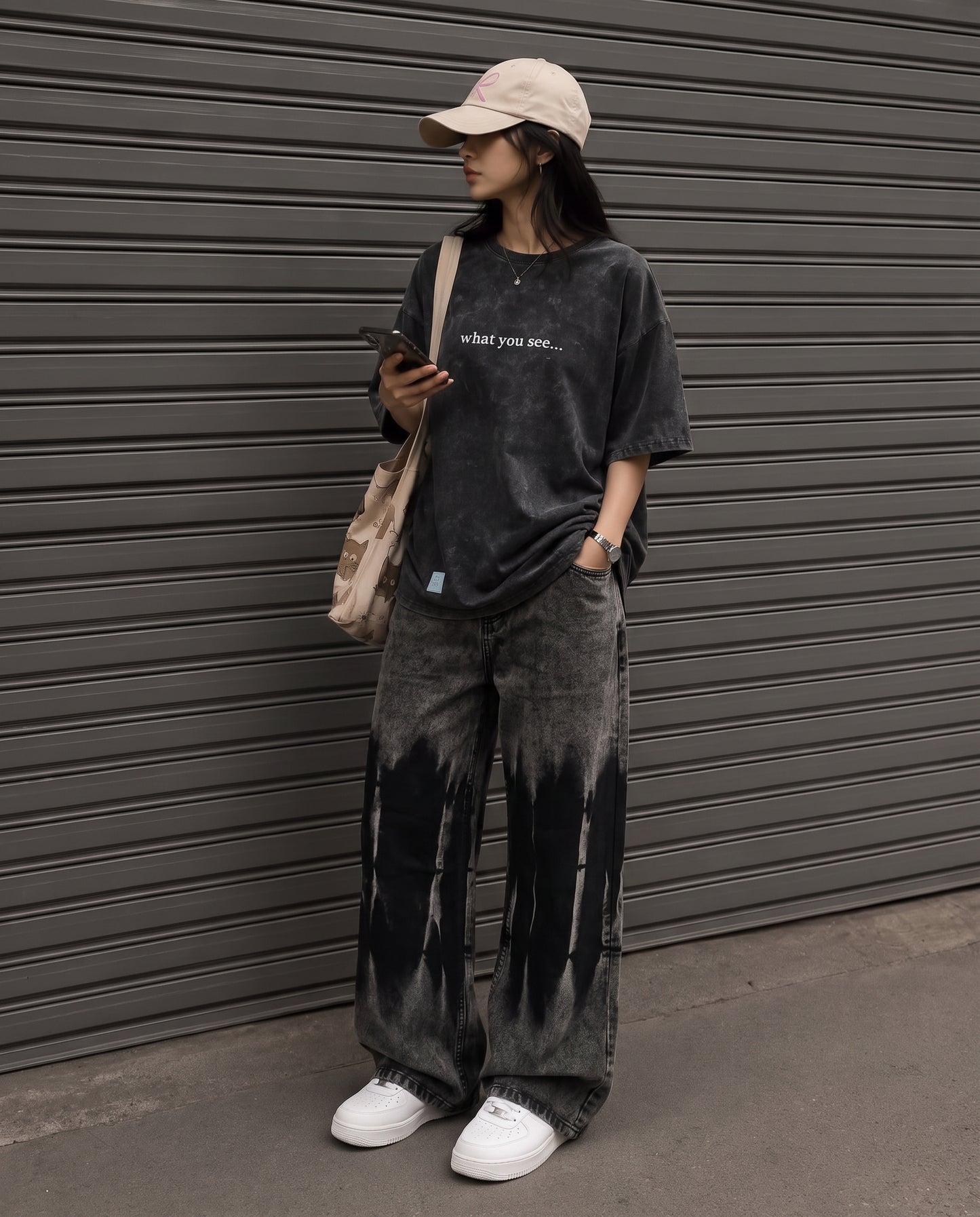 Nightmare Grey Baggy Jeans For Women.