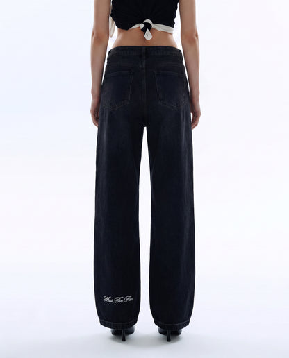 Midnight Black Baggy Jeans For Women.