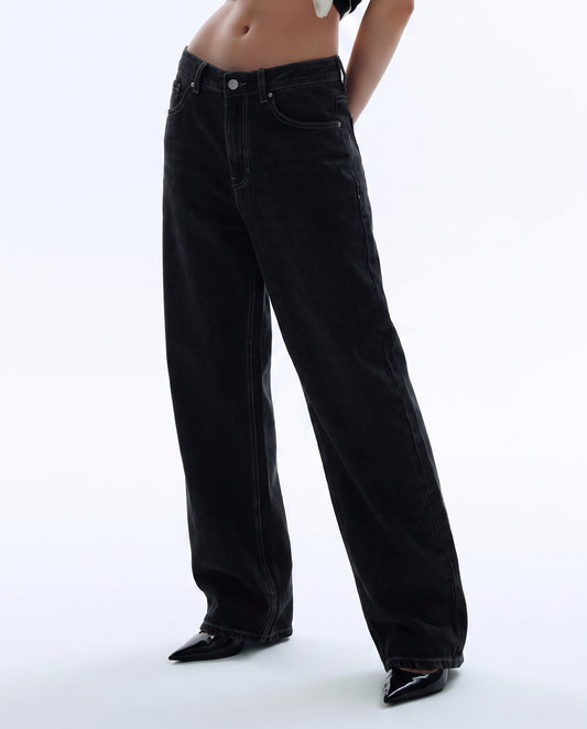 Midnight Black Baggy Jeans For Women