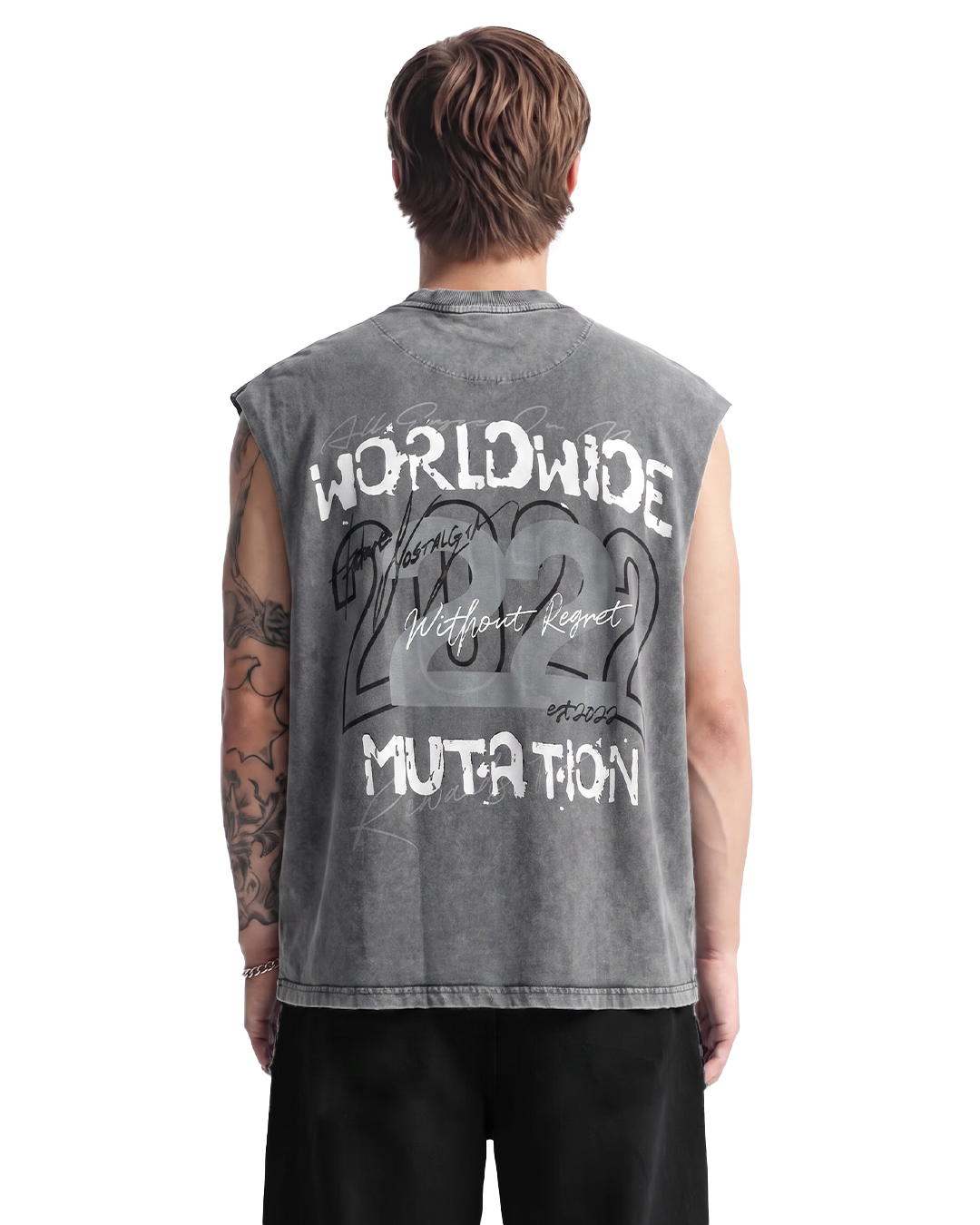 Mutation Grey Acid Wash Boxy Vest