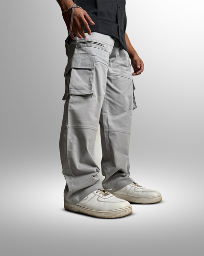 ZIPPER ICE GREY Cargo Pants