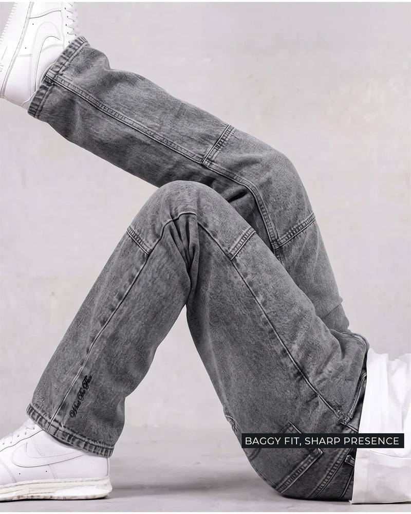 Panel 01 Grey Straight Cut jeans