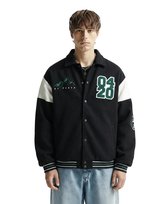 Prayer Over Panic Black Varsity Jacket