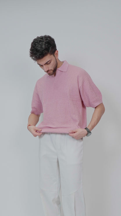 Pink Urban Knit Polo T-Shirt
