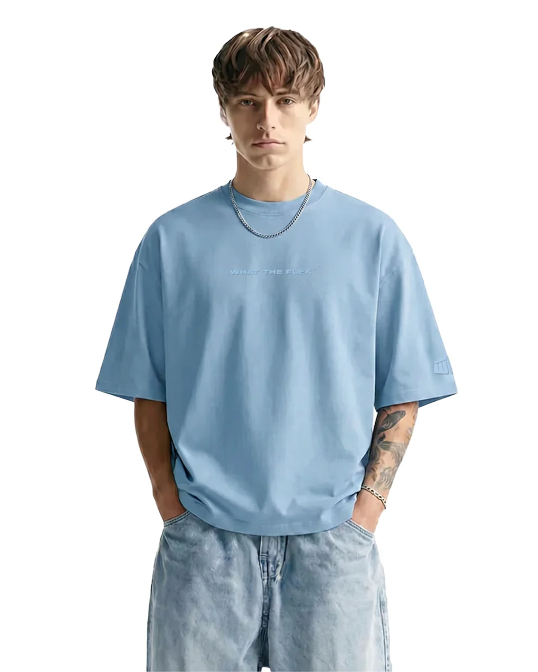 Raw Light Blue Boxy-Fit T-Shirt