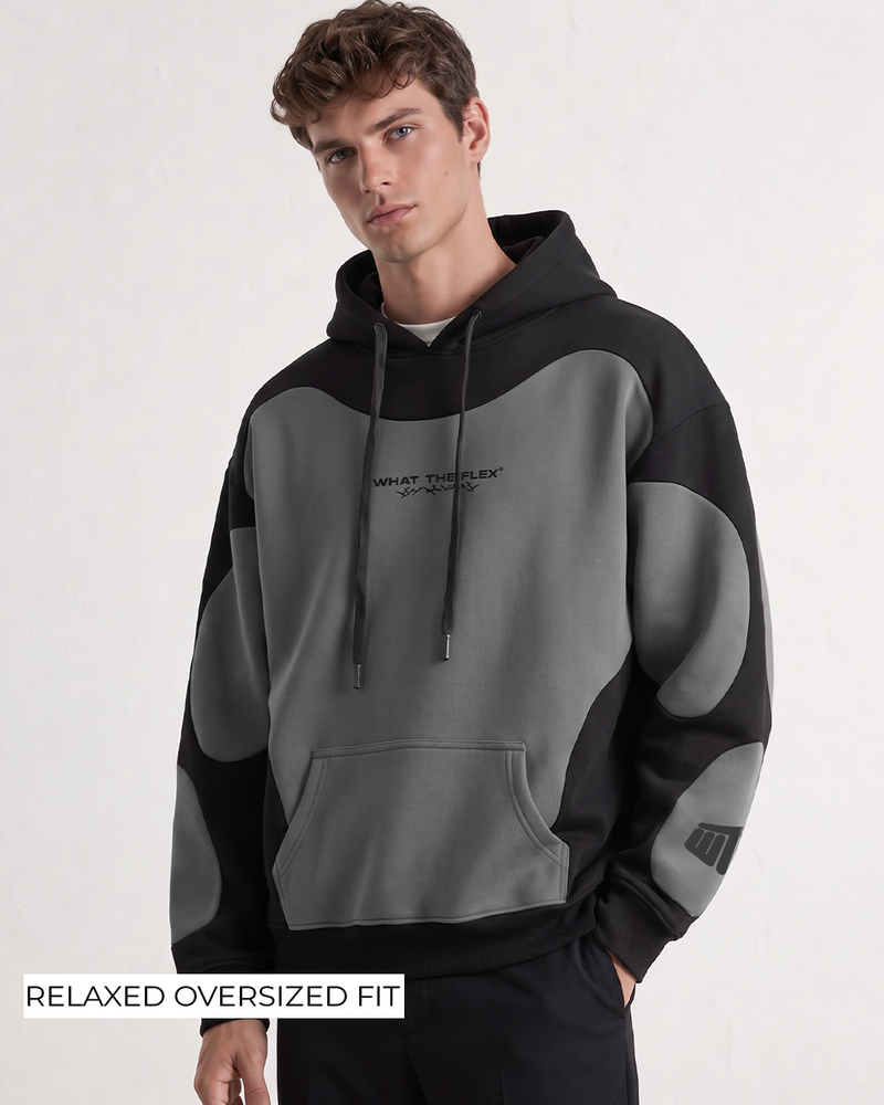 Shadow Grey Panel Oversized Hoodie