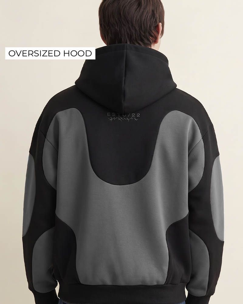 Shadow Grey Panel Oversized Hoodie