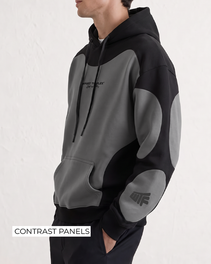 Shadow Grey Panel Oversized Hoodie