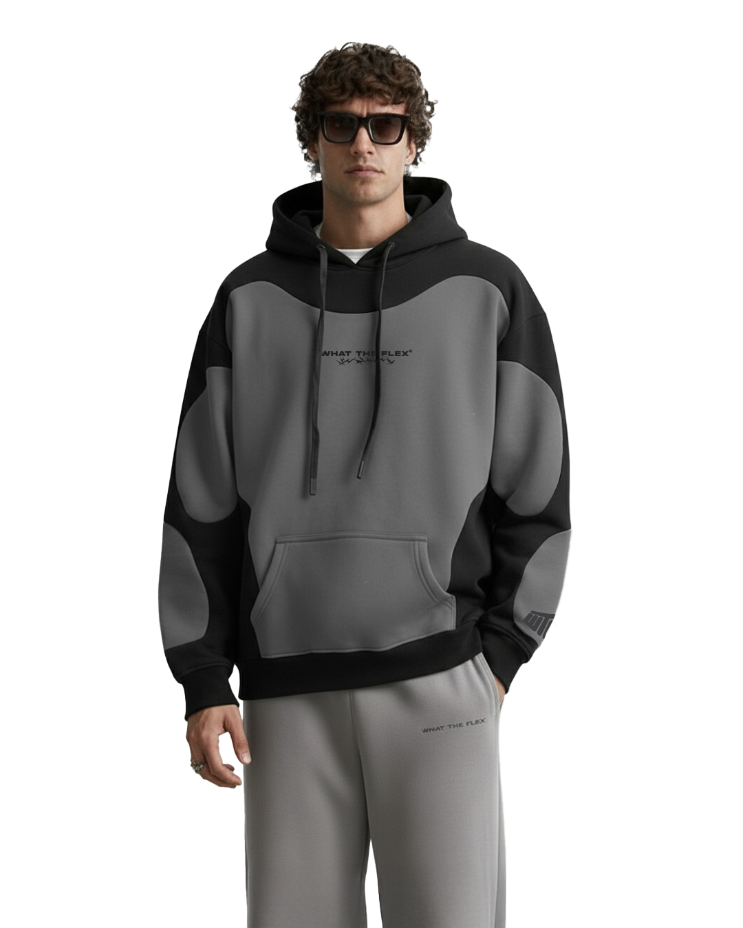 Shadow Grey Panel Oversized Hoodie