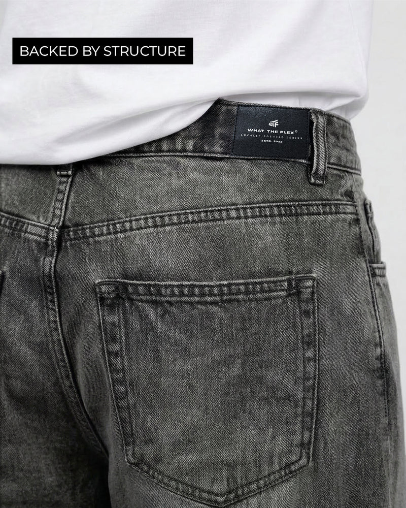 Washed Grey Straight Cut Jeans