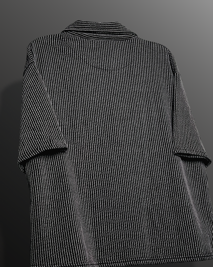 Black Wave Polo T-Shirt with Zip