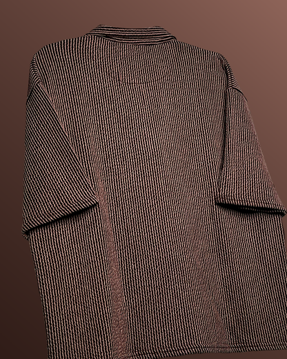 Brown Wave Polo T-Shirt with Zip