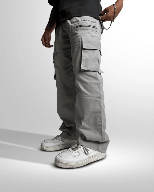 Zipper Ice Grey Cargo Pants - WHAT THE FLEX