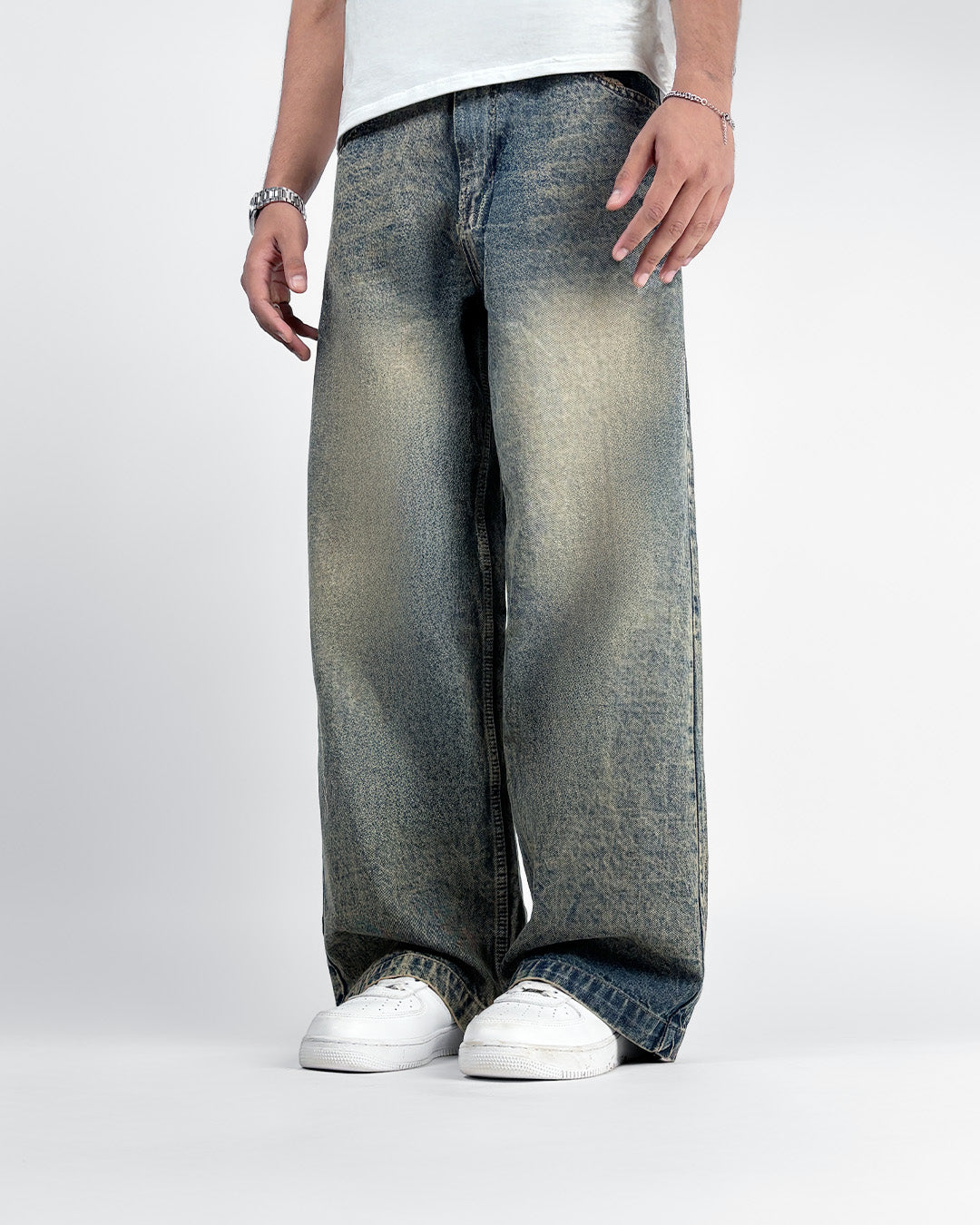 Burnt Blue Baggy Denim Jeans