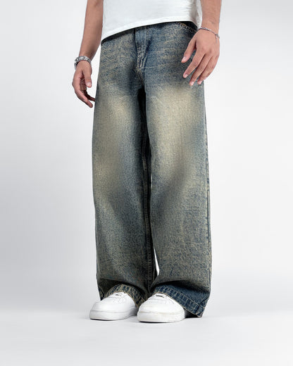 Burnt Blue Baggy Denim Jeans