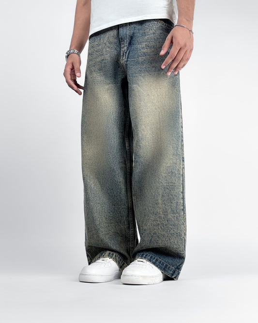 Burnt Blue Baggy Denim Jeans