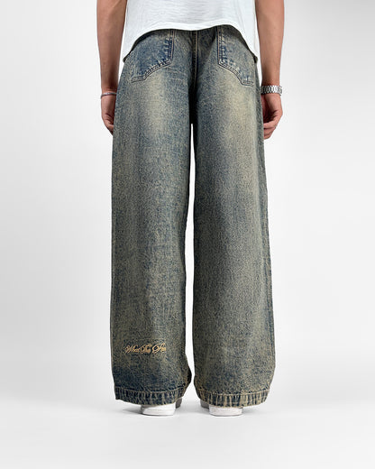 Burnt Blue Baggy Denim Jeans