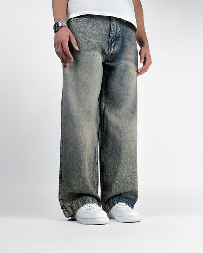 Burnt Blue Baggy Denim Jeans