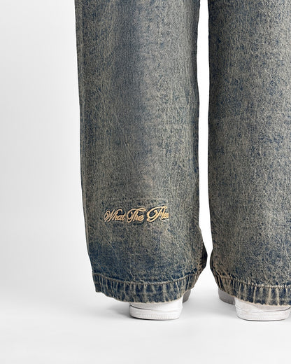 Burnt Blue Baggy Denim Jeans