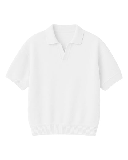 White Urban Knit Polo T-Shirt