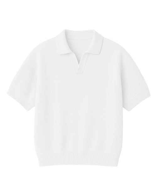White Urban Knit Polo T-Shirt