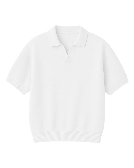 White Urban Knit Polo T-Shirt