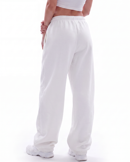 White Essential Cotton Pants For Women.