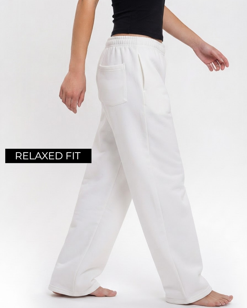 White Essential Cotton Pants For Women.