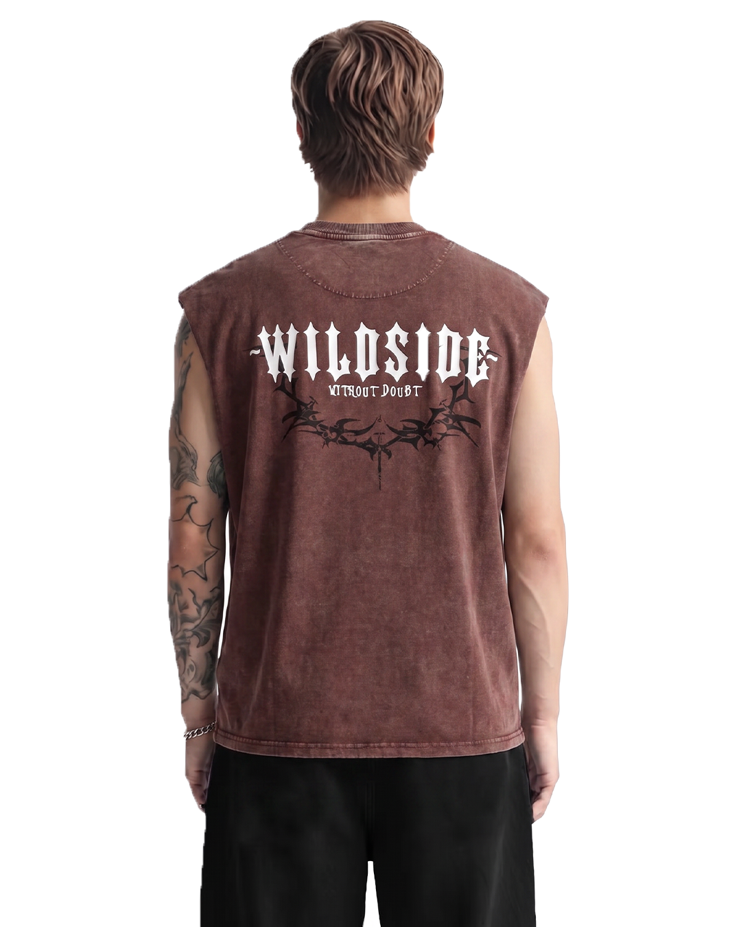 Wildside Brown Acid Wash Boxy Vest