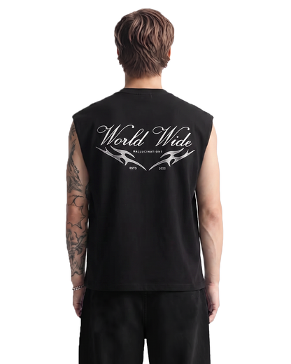 Worldwide Black Cotton Boxy Vest