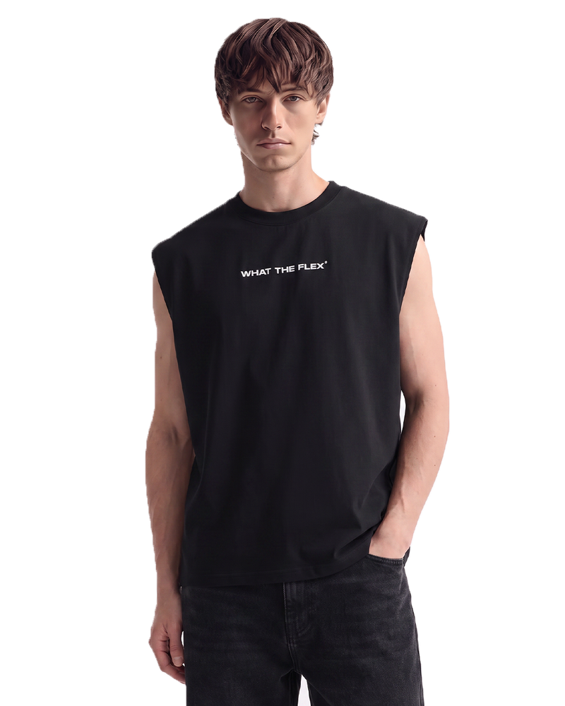 Worldwide Black Cotton Boxy Vest